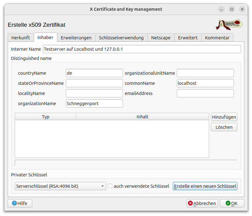 XCA - Server - Inhaber